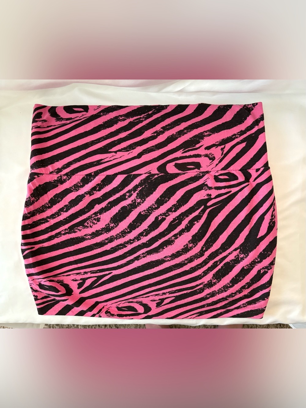 POOF Pink Zebra Print Mini Skirt Y2K Stretch Bodycon Clubwear Medium - Picture 3 of 7